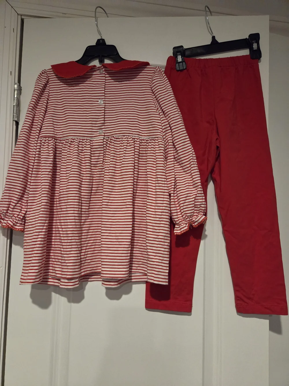 Stitchy Fish Red Striped Girls Set with Reindeer Smocking